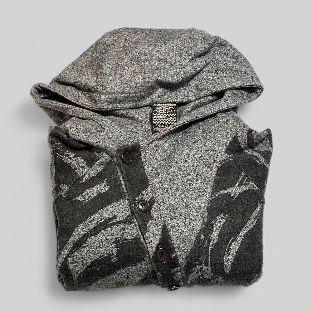CTRL Brand Hoodie Graphics Pullover Sweater Size Large Black Grey Button